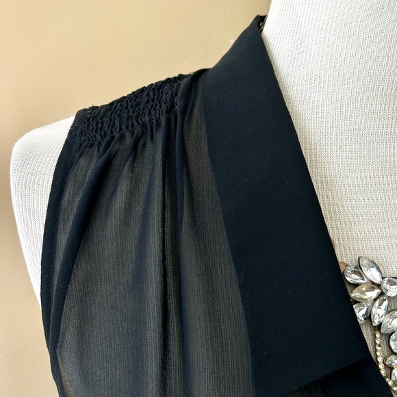 Jeunesse Black Silk Sleeveless Sheer Blouse Button Down Tank Size Large L - Picture 5 of 10